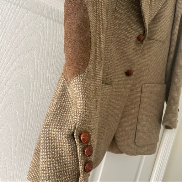 Harve Benard Vintage Brown 2 Button Elbow Patches Wool Sports Coat Blazer Size 6 - Picture 2 of 5